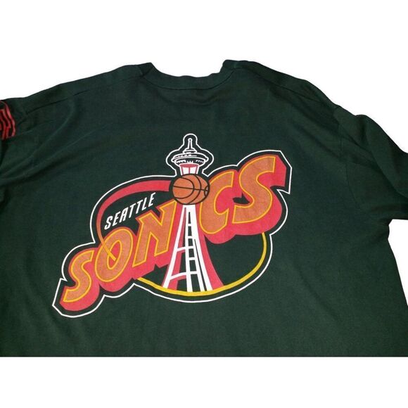 Vintage Seattle Supersonics 90s Long Sleeve Tshirt Men Sz XXL NBA Pro Player Dou - Picture 7 of 8